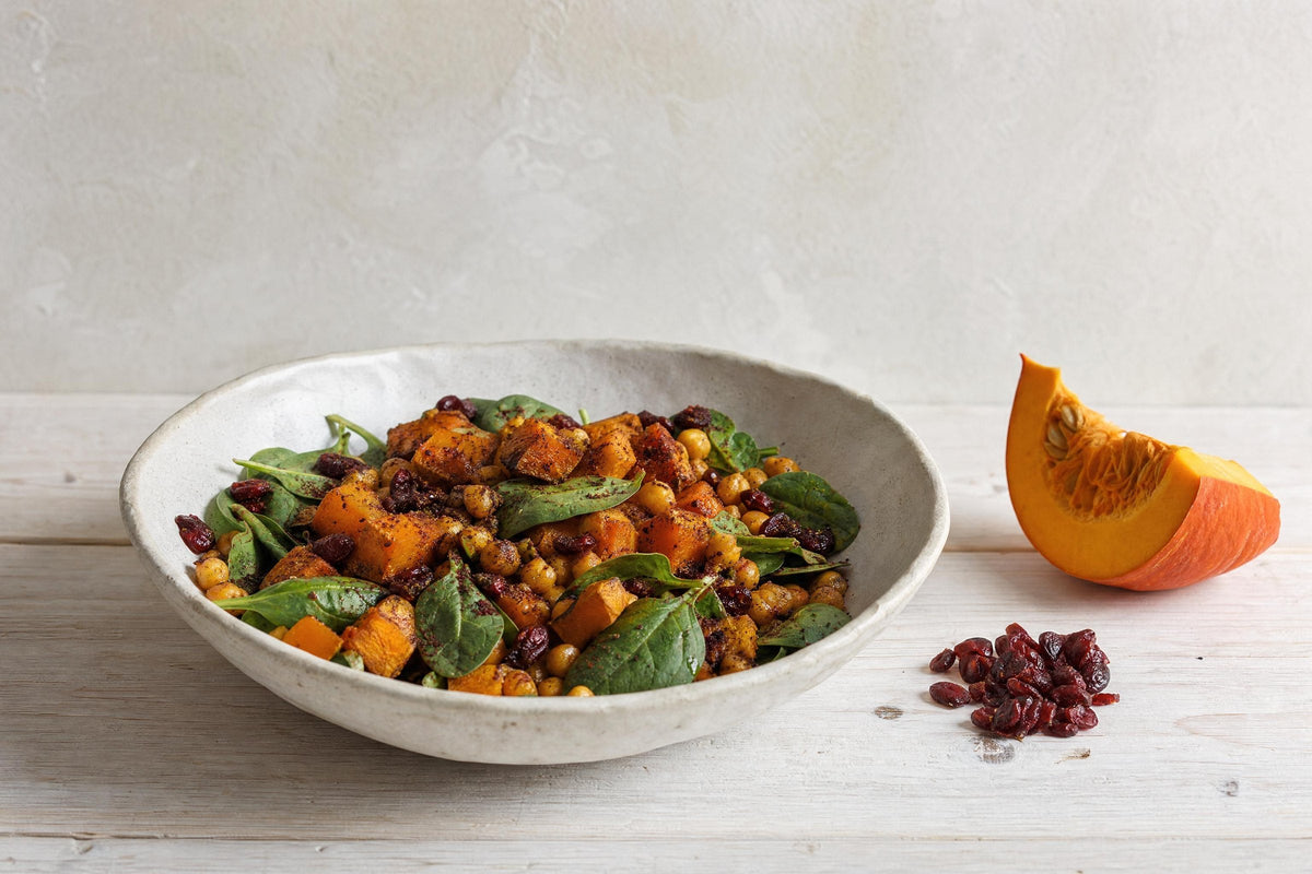 Kichererbsen-Kürbis-Salat mit Cranberries