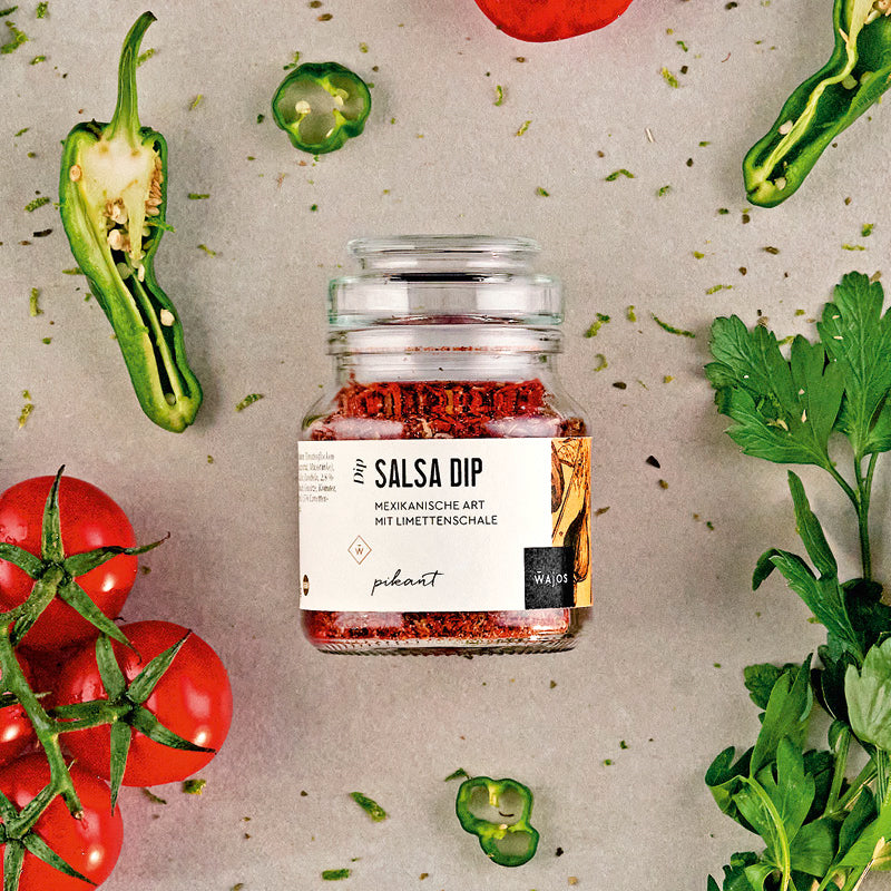 Wajos Salsa Dip Würzmischung mit Tomaten und Jalapeños