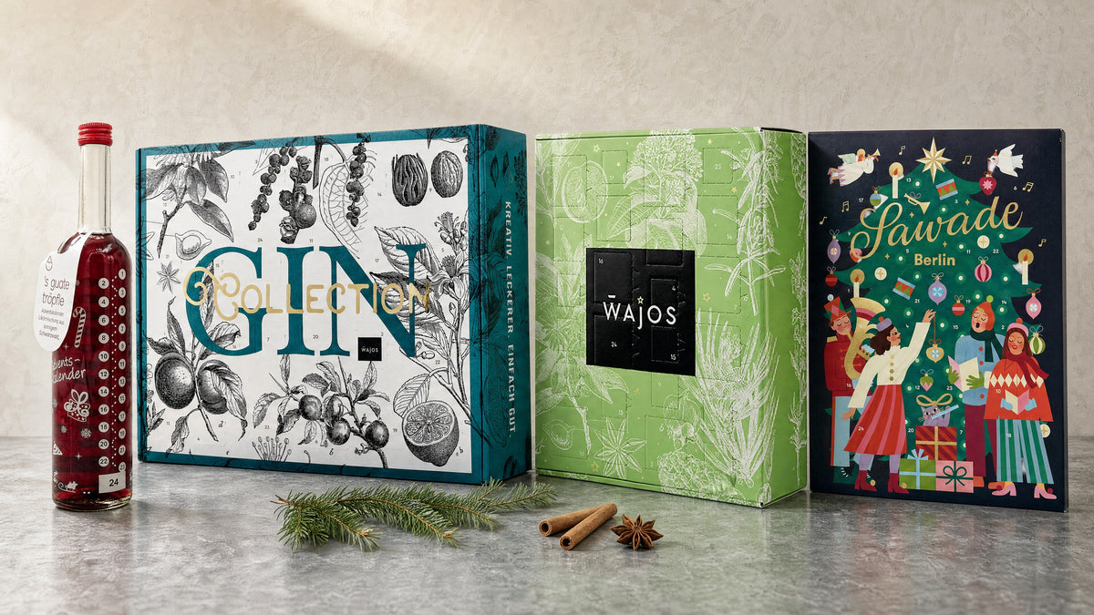 Adventskalender: s’guate Tröpfle Likör, Wajos Gin, Wajos Küche und Sawade Berlin